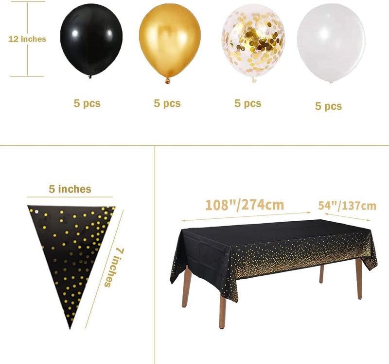 ZhiheHui Partygeschirr in Schwarz und Gold Partyteller in Schwarzgold Partygeschirr in Schwarzgoldpu