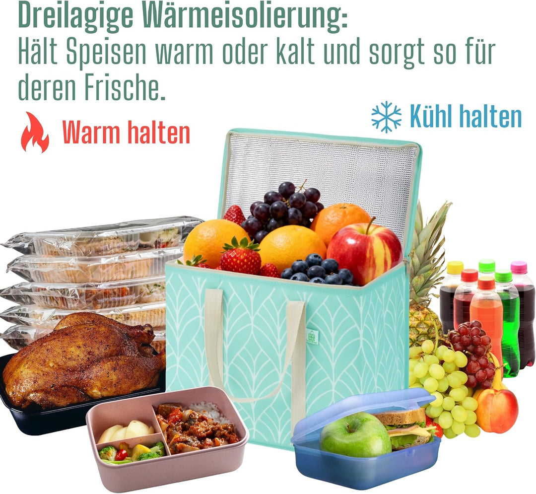 VENO 2 Stück Einkaufstasche Wiederverwendbare Faltbar Kühltasche Einkaufskorb, Gross Picknickkorb Ro