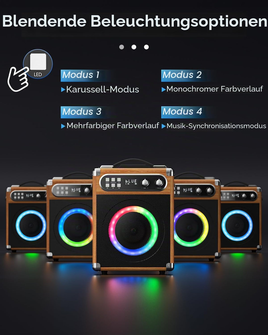 Trsaow Karaoke-Maschine, tragbar, professionell, mit 2 kabellosen UHF-Mikrofonen, PA-System mit DJ-L