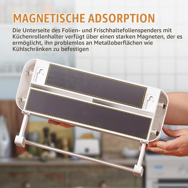 Holz Frischhaltefolienspender, Magnetisch Alufolienspender und Frischhalte, Wandrollenhalter Küche m