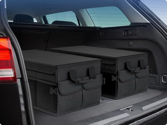 Kofferraum Organizer mit Deckel – grosse Auto Aufbewahrungsbox faltbar mit Fächern & Seitentaschen –