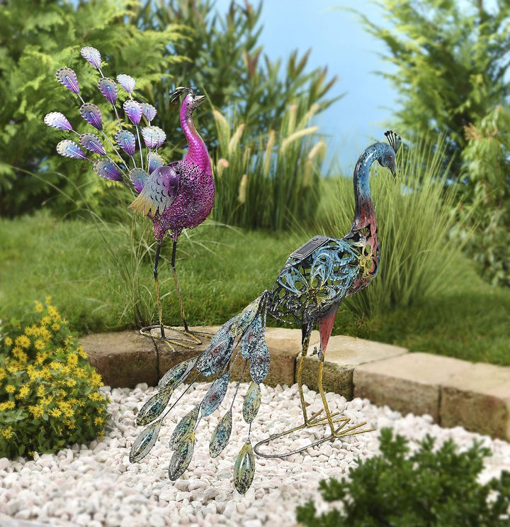 LED Solar Deko Leuchte Pfau Design Garten Weg Beleuchtung Tier Lampe bunt HARMS 504885