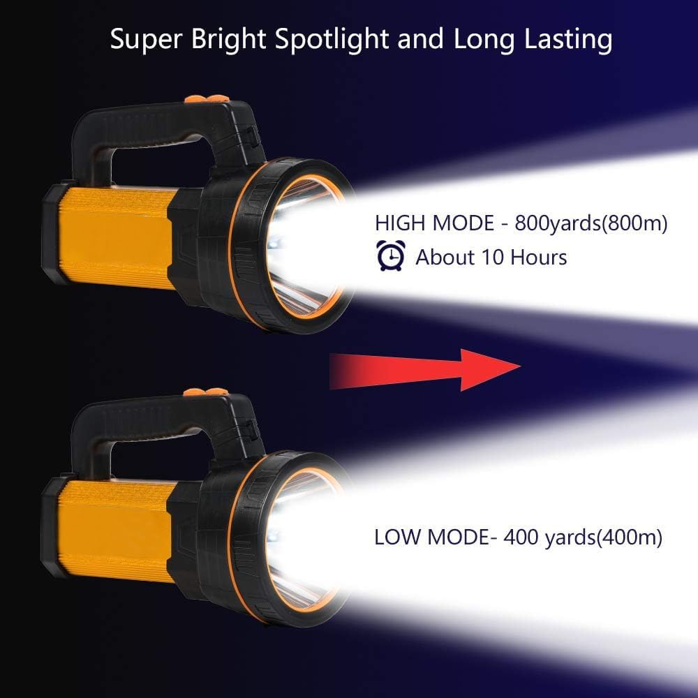MAYTHANK Extrem helle Taschenlampe Led Aufladbar 10000 Lumen Akku Handscheinwerfer Handlampe Gross S