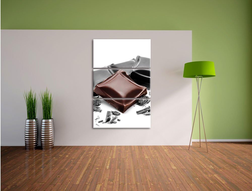 Pixxprint leckere Tafel Schokolade 3-Teiler Leinwandbild 120x80 Bild auf Leinwand