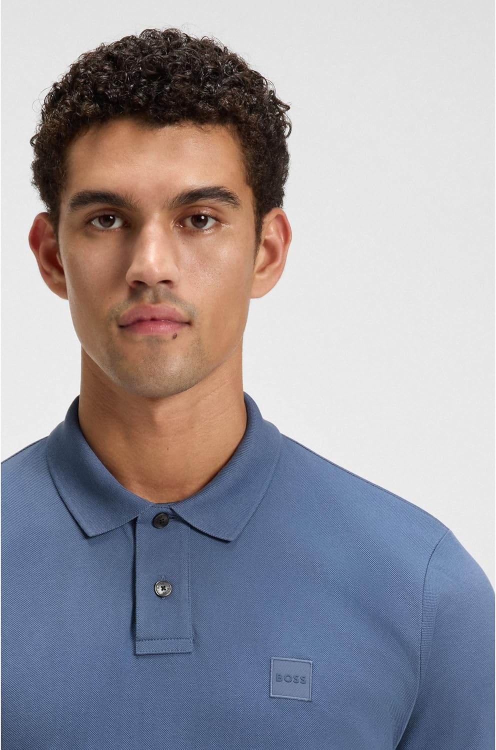 BOSS Herren Passenger Slim-Fit Poloshirt aus Stretch-Baumwolle mit Logo-Aufnäher S Blau489, S Blau48