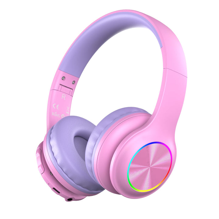 6.0 Bluetooth Kinder Kopfhörer, Kabellose Kinderkopfhörer mit LED-Leuchten, HD-Mikrofon, 85h Spielze