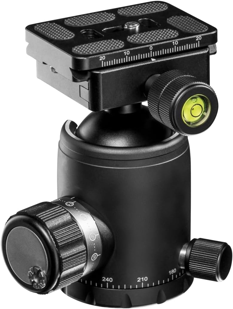 mantona Fortress Kugelkopf mit 40 mm Kugel I 360° Panorama-Funktion & 3 Wasserwaagen I mit Arca Swis