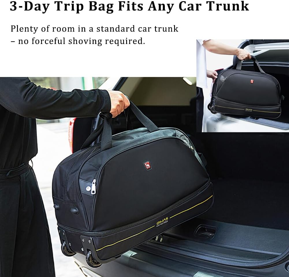 OIWAS Reisetasche mit Rollen kleine 45L Plus 10L Unisex Trolleyfunktion Tasche erweiterbares Busines