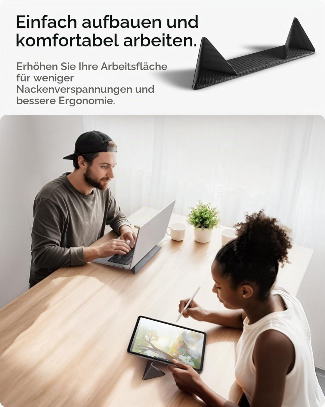 Spigen Slim Fold Tragbarer Laptop-Ständer &amp; Tastatur-Erhöhung, Faltbar, Ergonomisch Verstellbar, Ant
