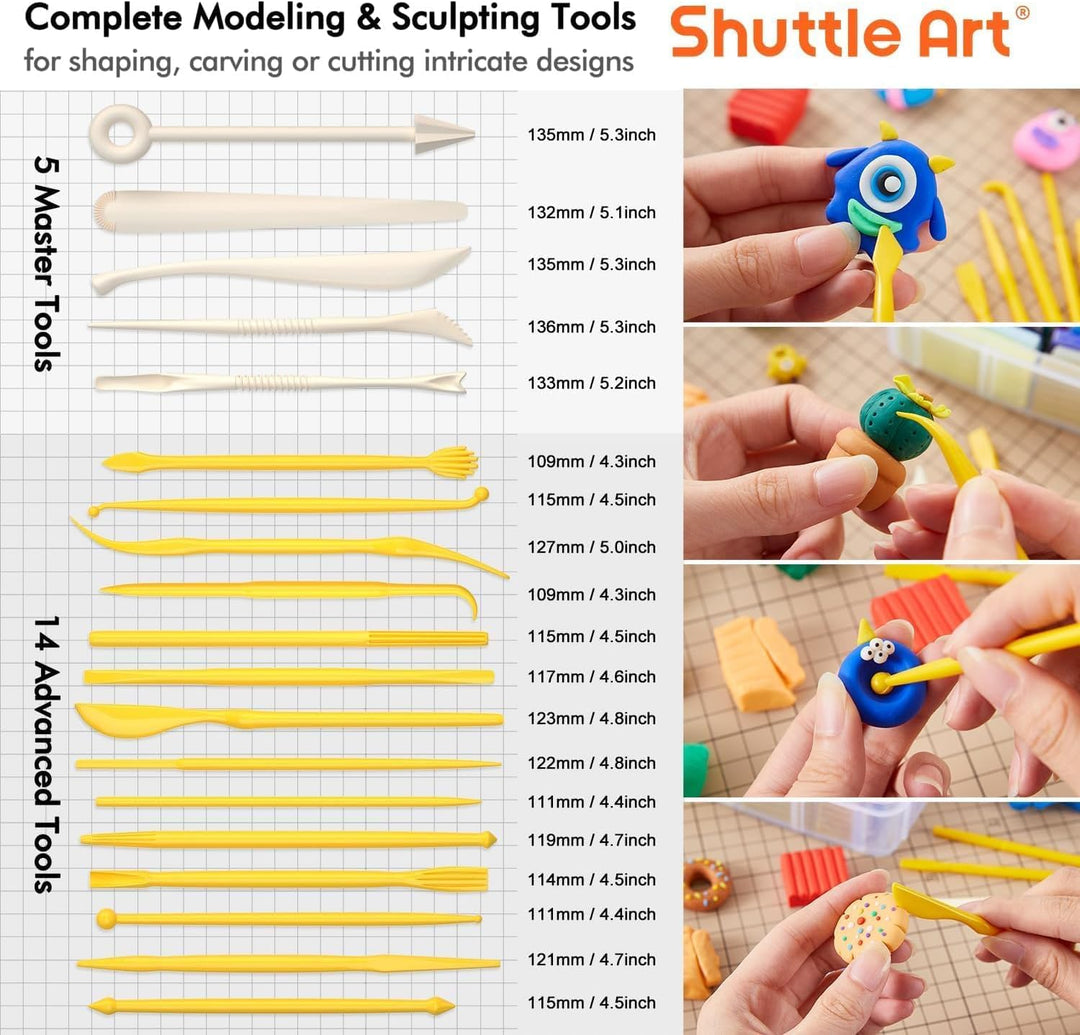 Shuttle Art 82 Polymer Clay, 82 buntes Weich-Ton-Set, 2,2 kg/ 4,9 lb, ofenhärtende Modelliermasse Se