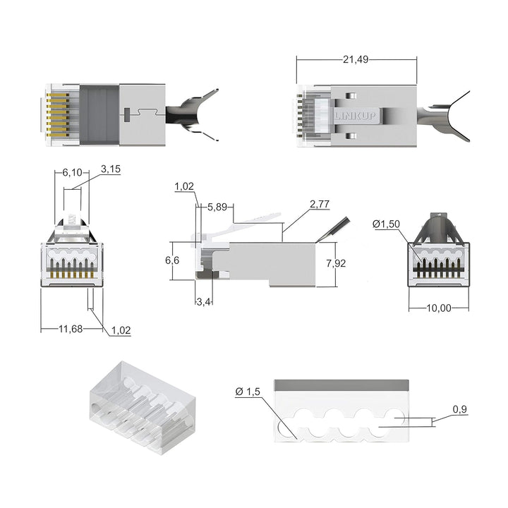 LINKUP - RJ45 Connectors Cat6A Ethernet Shielded Modular Plugs | for Large Diameter Wires (22AWG) Te
