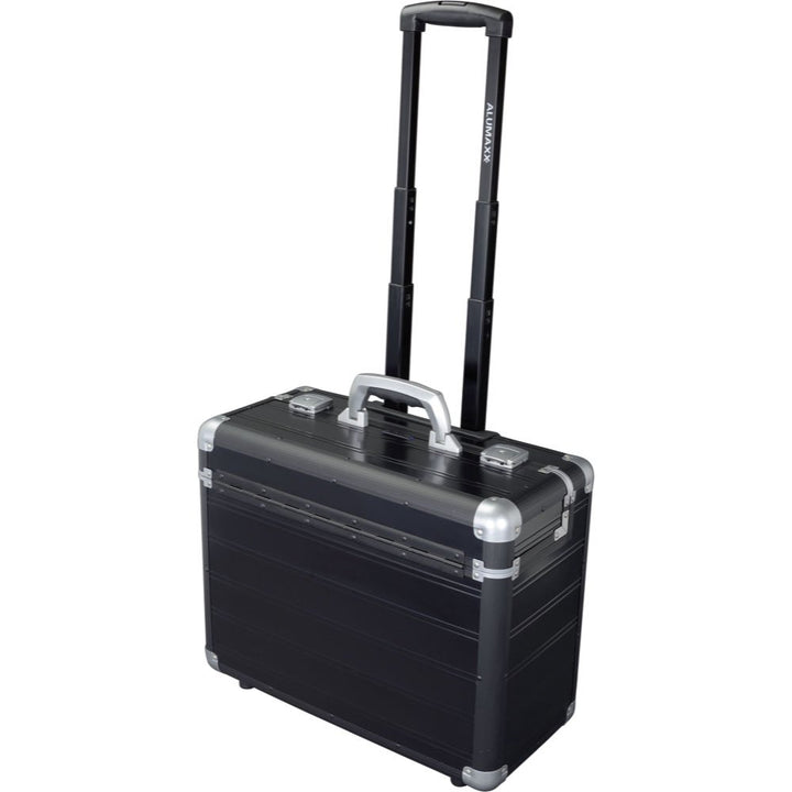 Alumaxx Pilotenkoffer Discovery, Trolley aus Aluminium, Rollkoffer schwarz, Businesstrolley, Aktenko