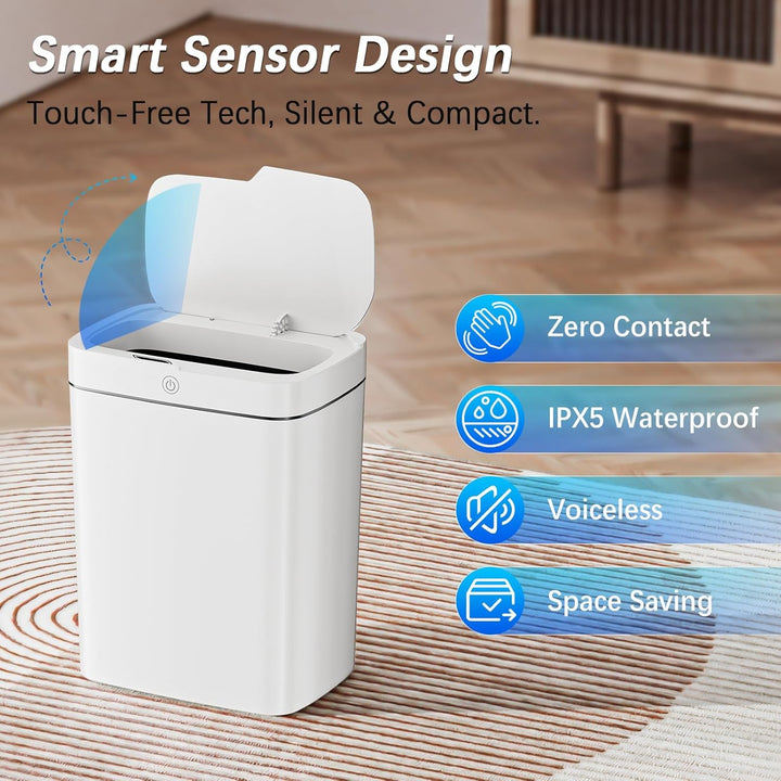 2er Set Mülleimer mit Sensor, 2x15L Elektrischer Mülleimer aus Kunststoff, Wasserdicht mit Automatis