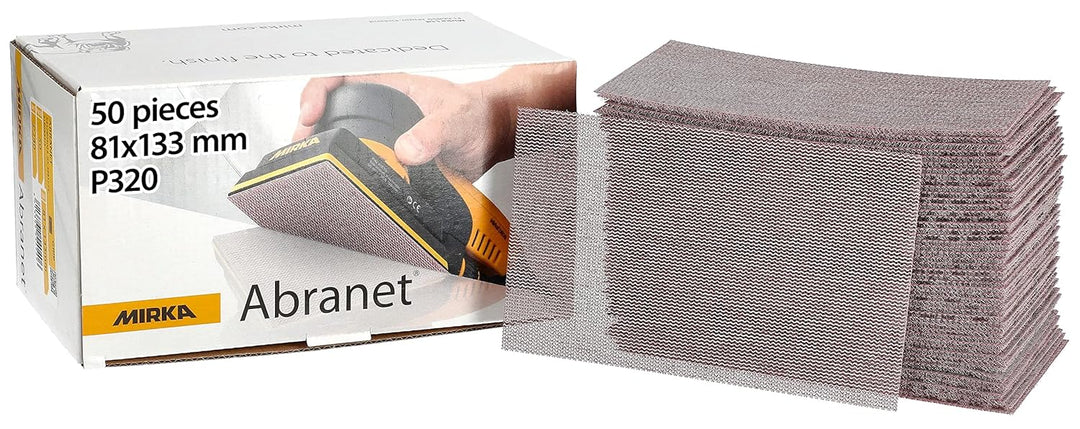 Mirka Abranet Netz-Schleifstreifen 81x133 mm Klett / Korn P320 / 50 Stk / zum Schleifen von Holz, Sp