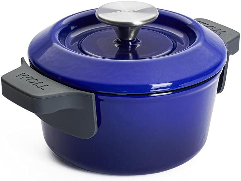 Woll Iron Gusstopf mit Deckel und Silikongriffen - Induktiv -, Ø 16 cm, 8 cm hoch, 1,3l - Geeignet f