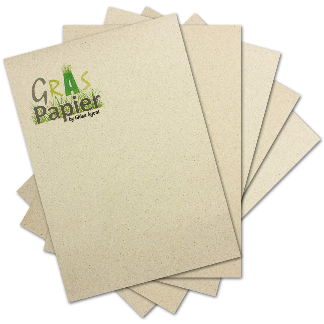 50x ÖKO Briefpapier aus Graspapier DIN A4 - Recycling Papier 160 g/m² - Umwelt Bastelpapier für Einl