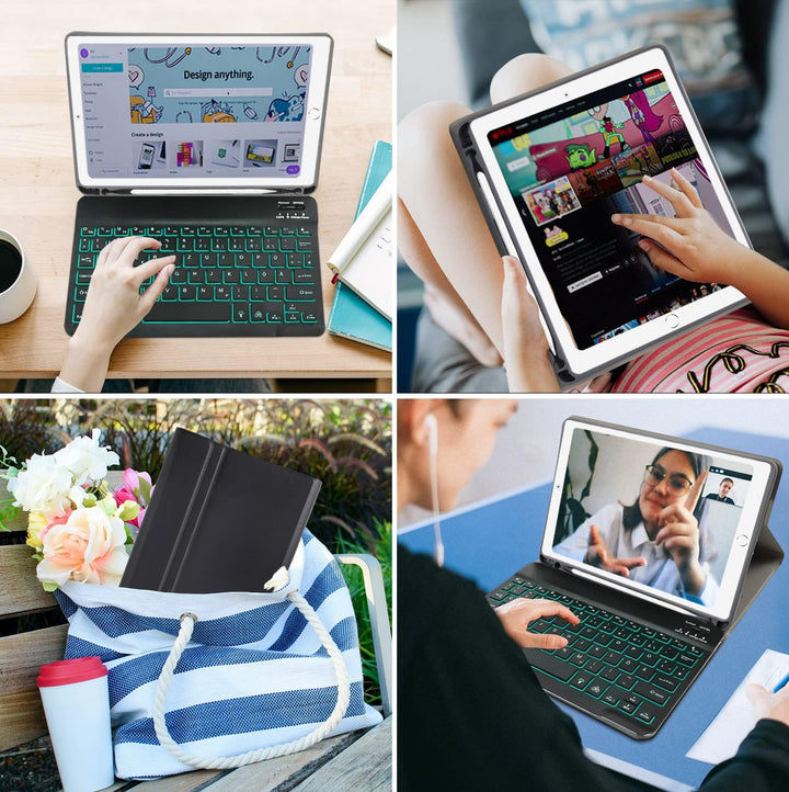 iPad 6 Generation Hülle mit Tastatur, iPad Tastatur Hülle für iPad 6.Gen 2018/5.Gen 2017, Wireless Q