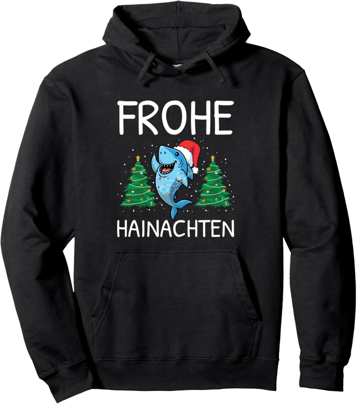 Frohe Hainachten Hai Weihnachtlich Spruch Pullover Hoodie