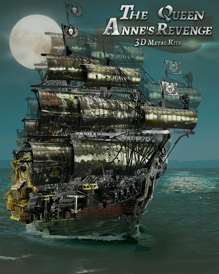 Piececool 3D Puzzle Metall Piratenschiff Queen Anne's Revenge, 3D Metall Puzzle Segelboot Schiffsset