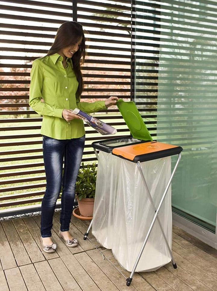 Vileda Gimi Nature Plus 2 Müllsackständer, Rahmen aus Stahl, Tasche: Polyester