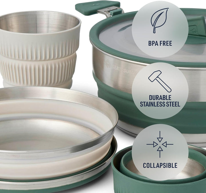 Sea to Summit Detour Stainless Steel One Pot Cook Set 2P 5-teilig - Kochset green-grey
