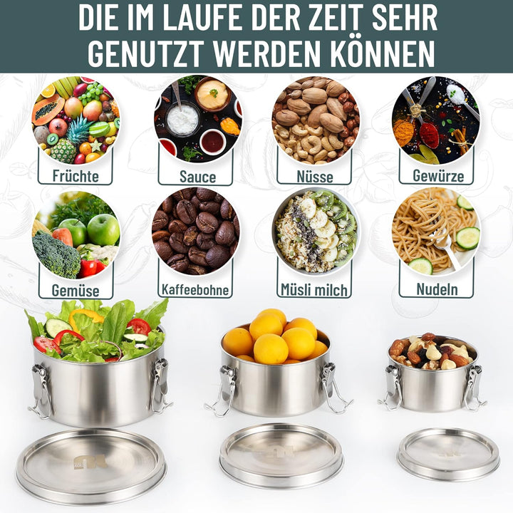 nicelock Edelstahl Brotdose(3 Stück) Erwachsenen Lebensmittelbehälter Kinder Lunchbox Edelstahl Geei