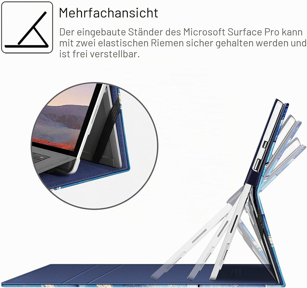 Fintie Hülle für Microsoft Surface Pro 7+ / 7/6 / 5/4 / 3 - Multi-Sichtwinkel Kunstleder Tasche Schu