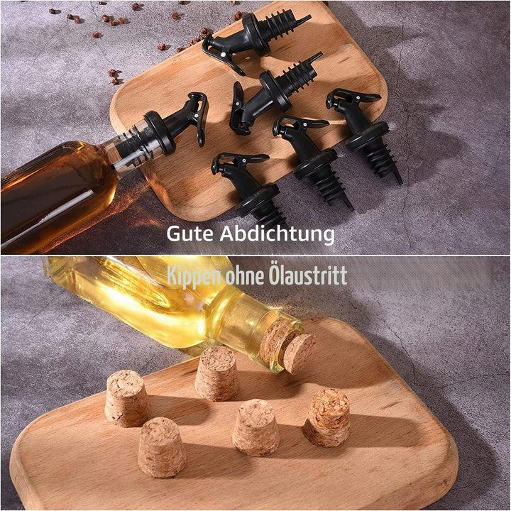 Ölflasche,Ölspender mit Trichter 6 x 250 ml, Ölflasche aus Dickem Glas ohne Blei, Essig und Ölflasch