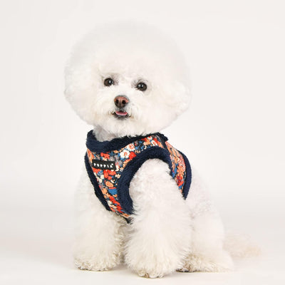 Puppia Gianni Vest Hundegeschirr Step-in Warm Winter Blumenmuster für kleine und mittelgrosse Hunde,