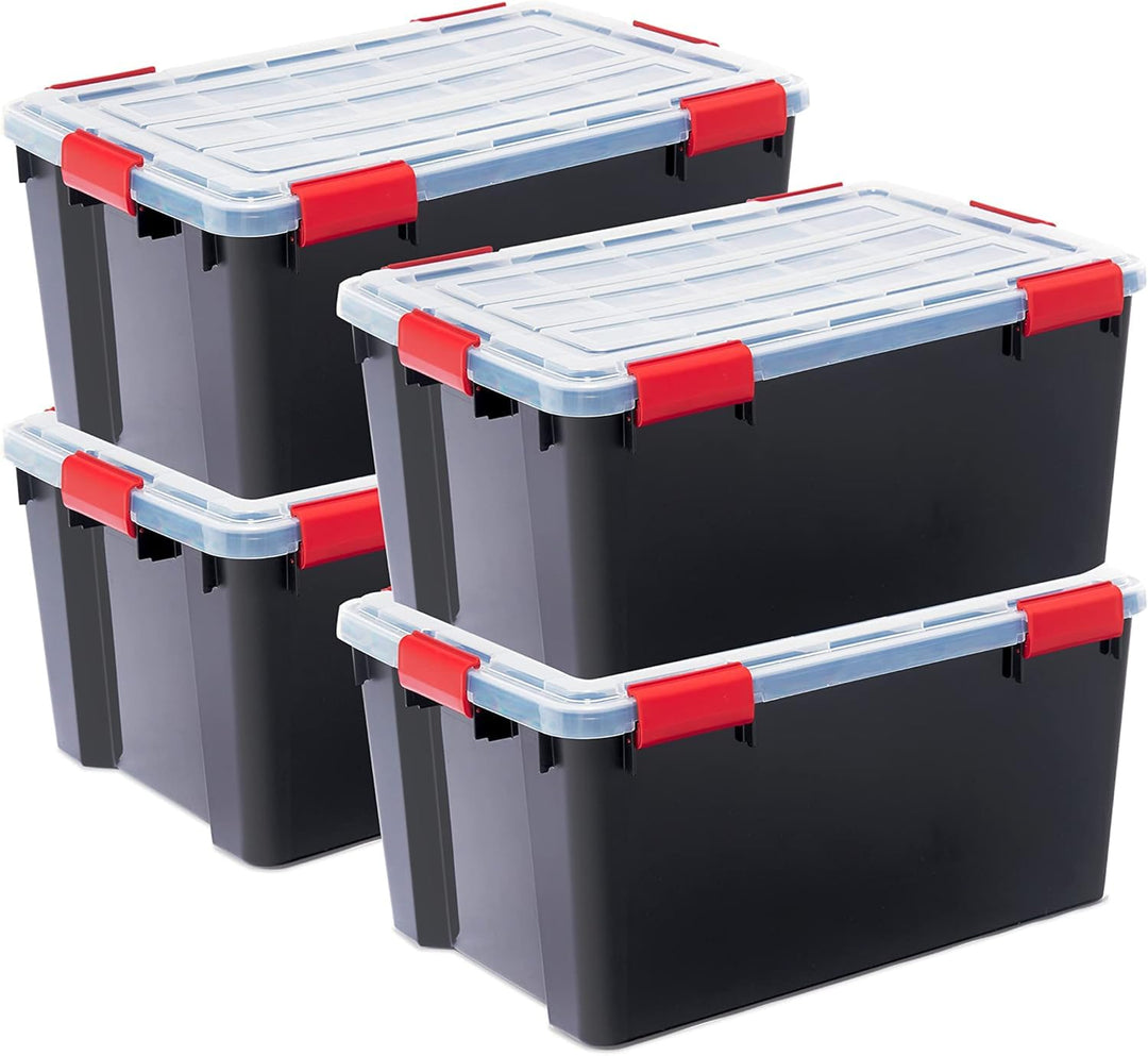 Iris Ohyama, Wasserdichte Aufbewahrungsboxen aus Kunststoff mit 50-Liter-Deckel, 4er-Set, BPA-frei,