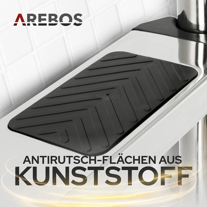 Arebos Edelstahl Poolleiter | inkl. Kunststoffbolzen, Flanschrohr und Montagematerial | 2 Montagemög