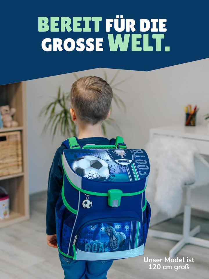 Familando Fussball Schulranzen-Set Scooli Campus FIT 10tlg. mit Sporttasche, Schultüte 85cm gross un