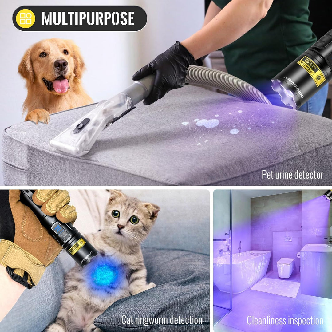 DARKBEAM UV Taschenlampe Schwarzlicht 365nm &amp; 395nm, LED Taschenlampen Ultraviolett USB Aufladbar Su