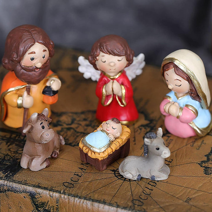 Weihnachtskrippe Set mit figuren, 10 Stück Jesus Krippe Figuren Statue, Krippenfiguren Harz, Weihnac