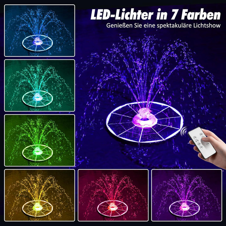 AISITIN 6.5W LED Solar Springbrunnen für Aussen mit Fernbedienung, Solar Schwimmender Fontäne Pumpe