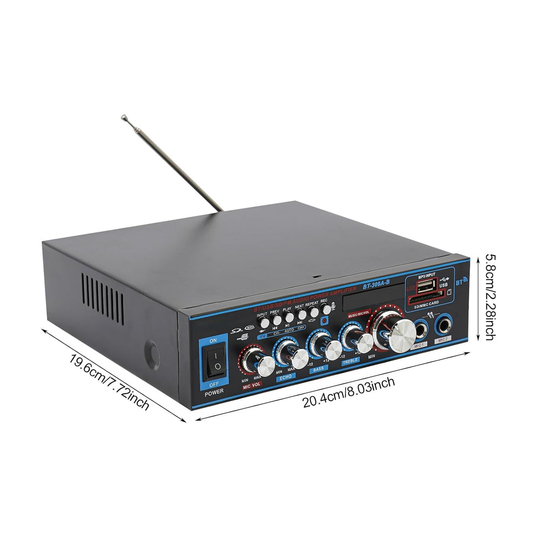 Audioverstärker 120W Bluetooth 5.0 Stereo Hi-Fi Heimkino Auto FM Radio MP3 USB SD Karte Karaoke 2 Mi