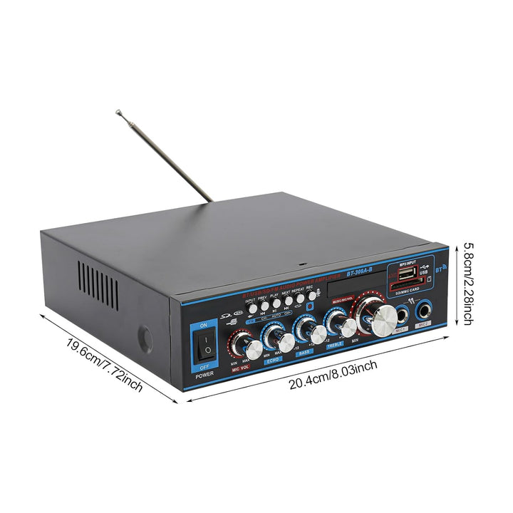 Audioverstärker 120W Bluetooth 5.0 Stereo Hi-Fi Heimkino Auto FM Radio MP3 USB SD Karte Karaoke 2 Mi