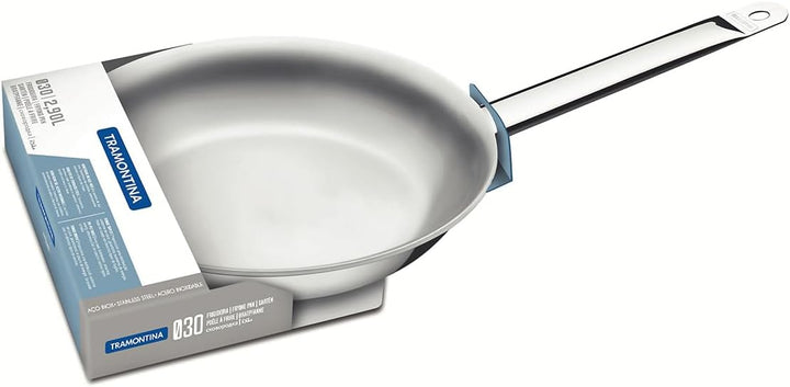 Tramontina Edelstahlpfanne, Ø 30 cm, Edelstahl 18/10, Bratpfanne unbeschichtet, spülmaschinengeeigne