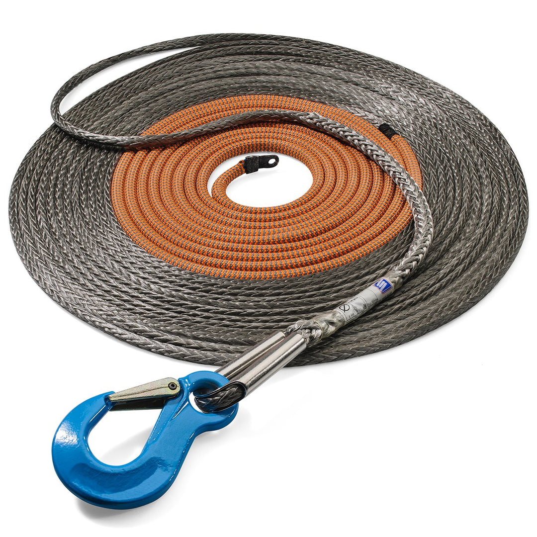 Seilflechter NOVOLEEN-WINDENSEIL PROFI-X, grau, 38 Meter, 10 mm Durchmesser, Seilbruchlast ca. 9900