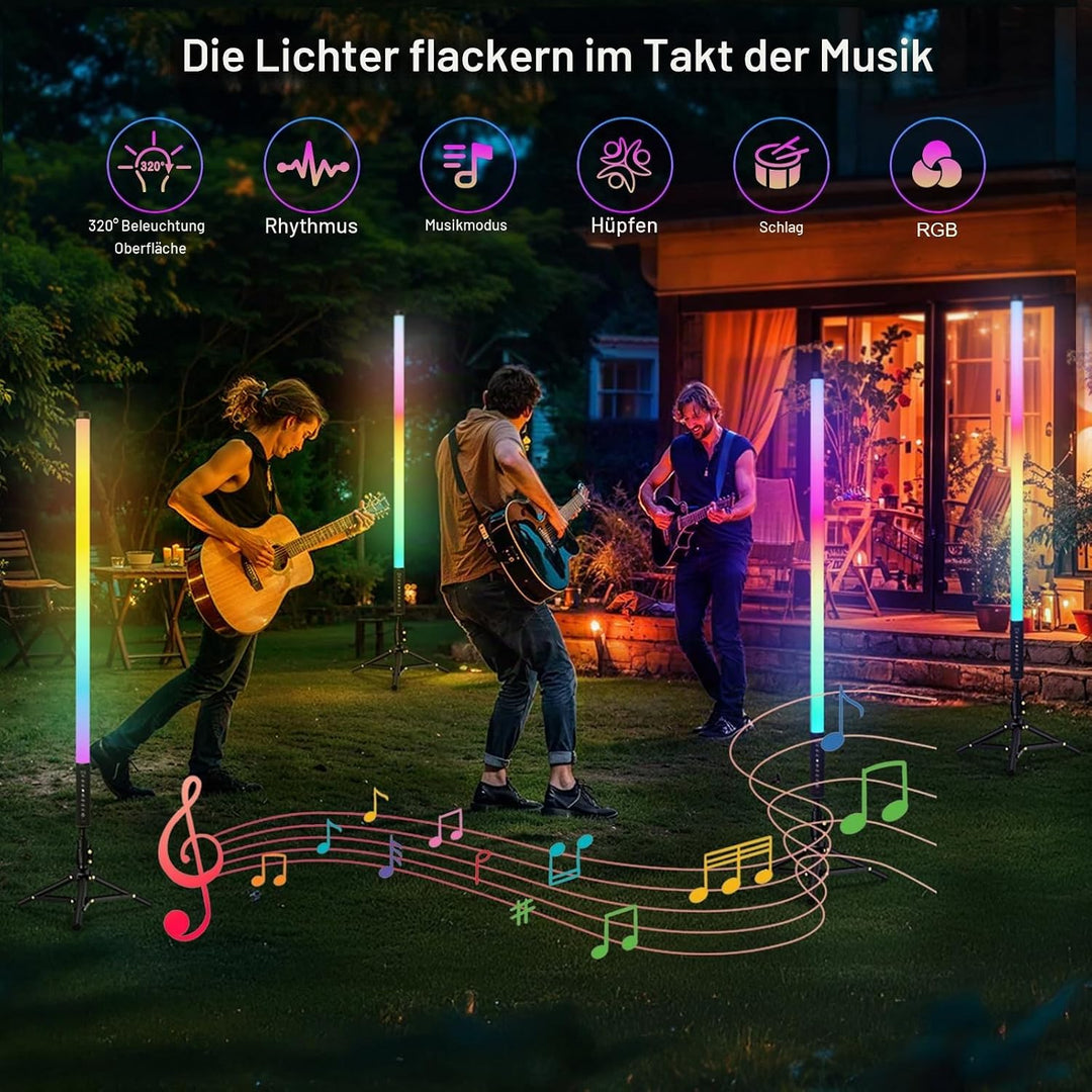 2 Stück 90cm LED Videolicht Mood1 Pro mit Stativ, LED Handheld Fotografie Lichtdimmbar und Musikmodu