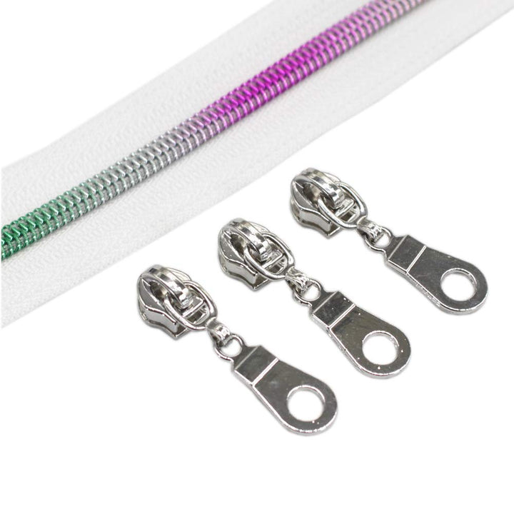 YaHoGa 9 m Regenbogen endlos Reissverschluss Meterware Weisse reissverschluss 6mm-Spirale + 25 Nonlo