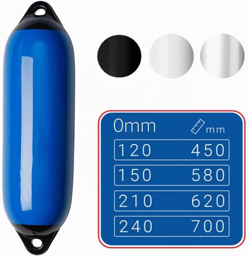 Seilflechter - Aufblasbarer Langfender - Fender für Boot oder Yacht Blau Ø 210 mm; Länge: 620 mm, Bl