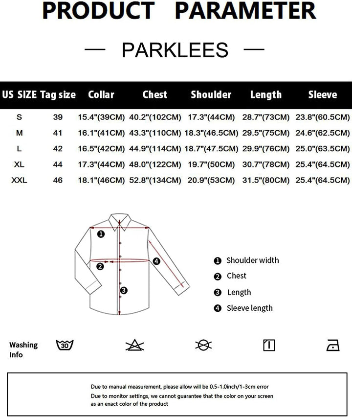 PARKLEES Herren Tailliert Freizeit Langarm Hemd Businesshemd für Hochzeit Business L Blau, L Blau
