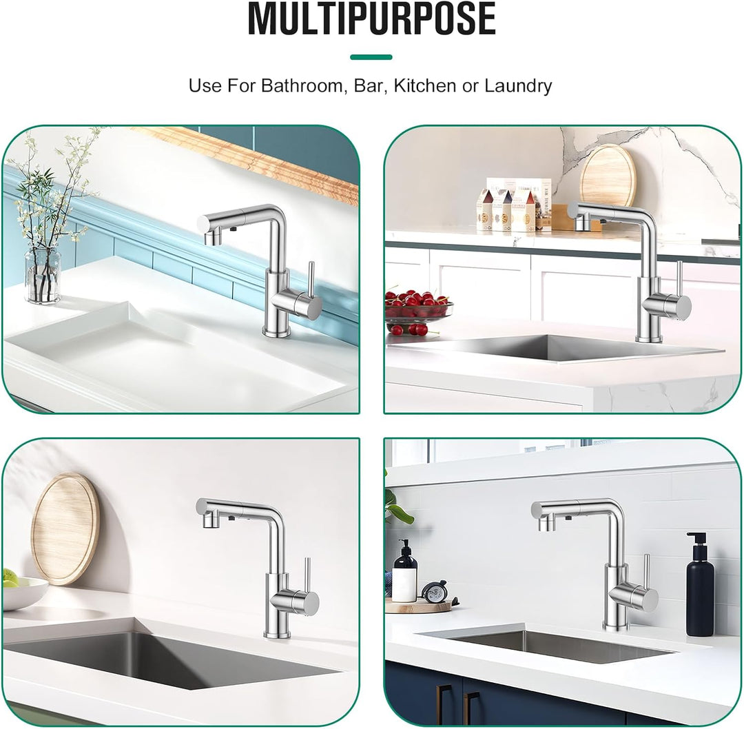 CREA Wasserhahn Küche mit 3 Funktionen Brause, Küchenarmatur mit Ausziehbarem Brause, Mischbatterie