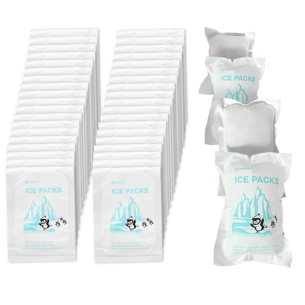 World-Bio 50PCS Eisbeutel für den Versand, Kühlakkus für Transport&Gefrierschränke - Geeignet für Lu