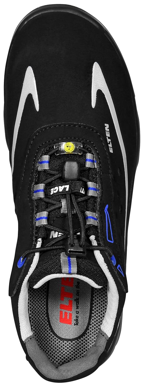 ELTEN Sicherheitsschuhe Rusher Low ESD S1, Herren, Textil, Stahlkappe, leicht, sportlich, Schwarz, G