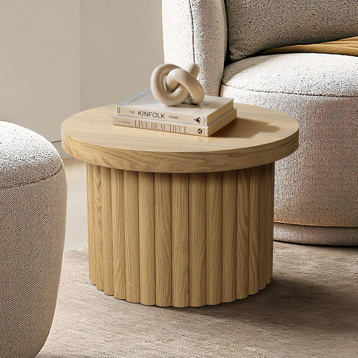 Hometopia Couchtisch rund, Moderner Wohnzimmertisch in Holz, Ø60 cm X H40 cm Kaffeetisch für Wohnzim