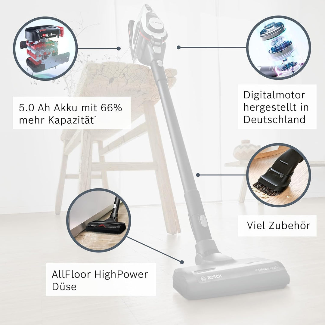 Bosch Akku-Staubsauger Unlimited Gen2 Serie 8 BSS825ALL, beutellos, bis 45 Min Laufzeit, austauschba