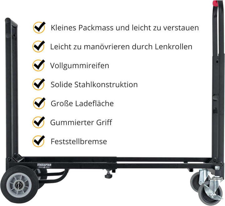 Stagecaptain SCS-60 MKII Sherpa Transportwagen - Sackkarre - Höhe: 89 cm, Länge: 63 bis 94 - Belastb