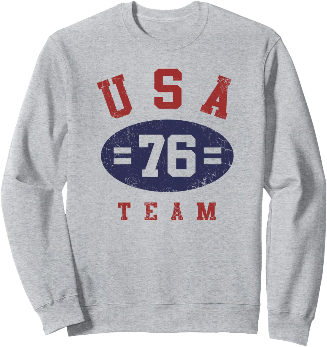 Trendy USA Team 76 Red White Blue Collegiate Text Sweatshirt